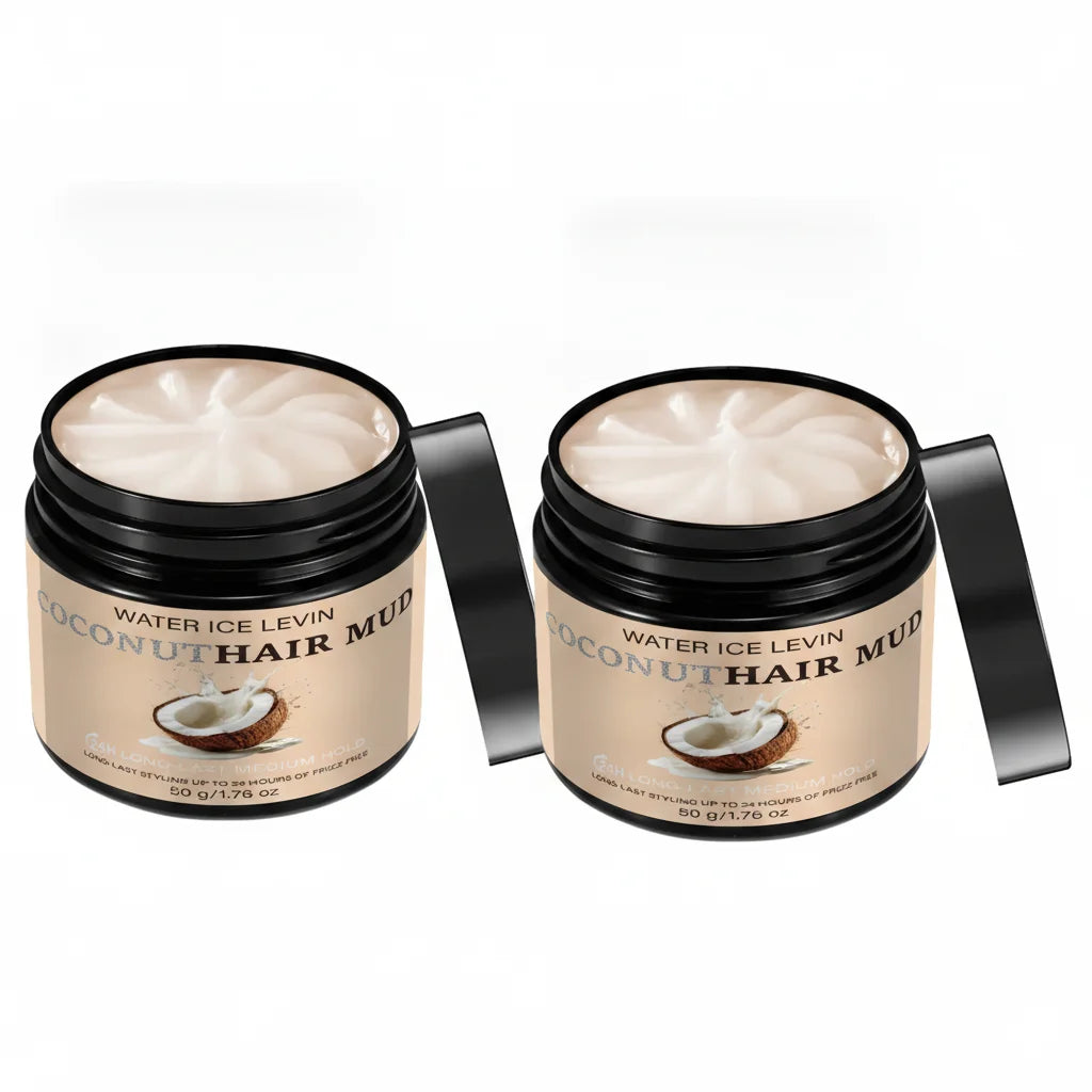 Water Ice Levin Coconut Hair Mud 24H Long Last Medium Strong Hold Water Based Styling Paste 50g