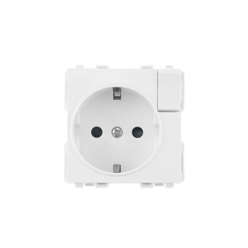 S Series- EU Power Socket Function Module Socket With Switch DIY Socket Accessory Free Combination White Glass /Plastic 250V 16A