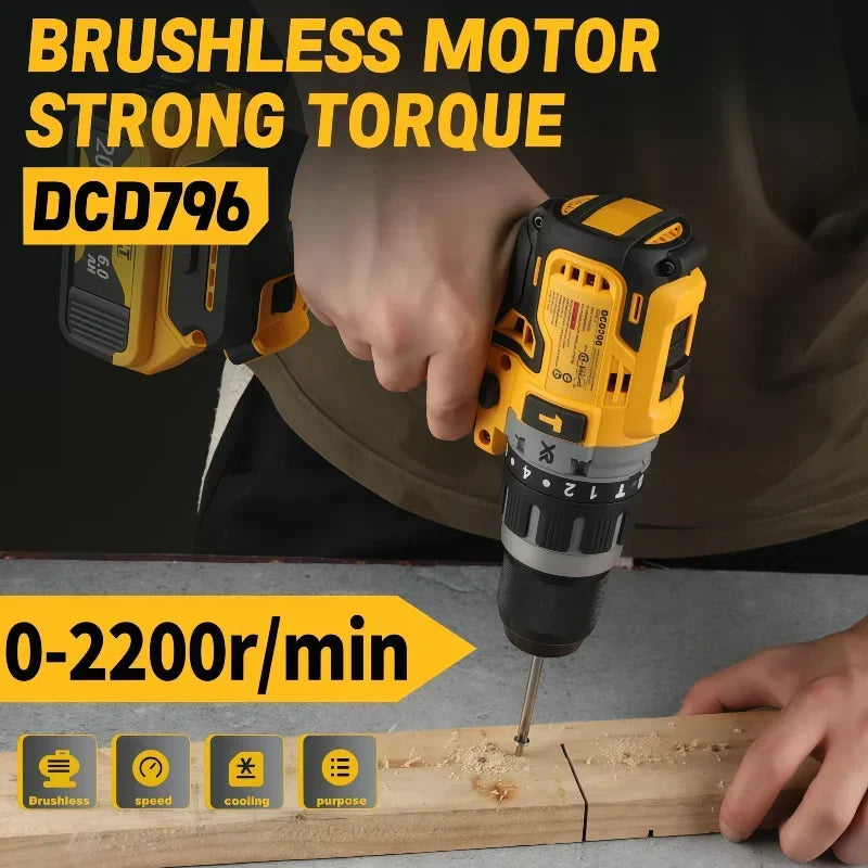 Dewalt DCD796 Cordless Impact Electric Drill Brushless Multifunctional  Screwdriver Rechargeable Power Tools For 18V Battery