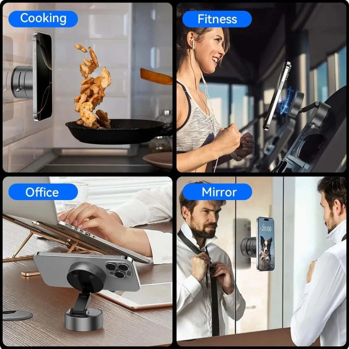 Car/Mirror/Gym Vacuum Suction Fold Magnetic Phone Holder 360 Rotation Suction Cup Car Phone Stand Mount For Magsafe iPhone 16~12