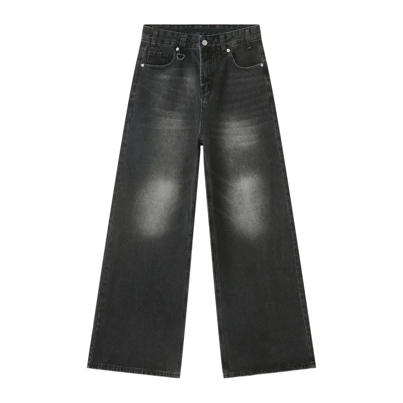 IEFB Summer Men's Denim Pants Old Blue Washed Male Jeans Straight Casual Menwear Loose Wide Leg Trousers New Fashion 9C354