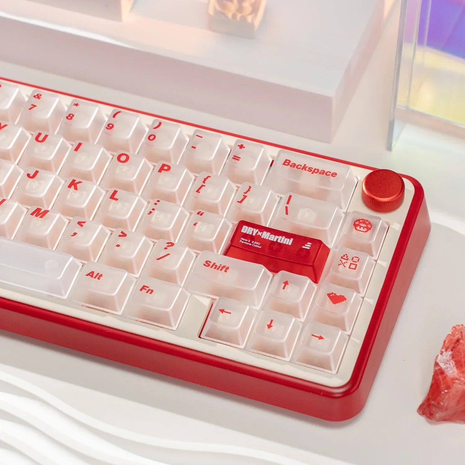White Frog Korean Keycap Mist Pc Transparent Light Cherry 154/131 Key2.25/2.75/7U Space Bar Retro Red L Shape Enter Key Keycaps