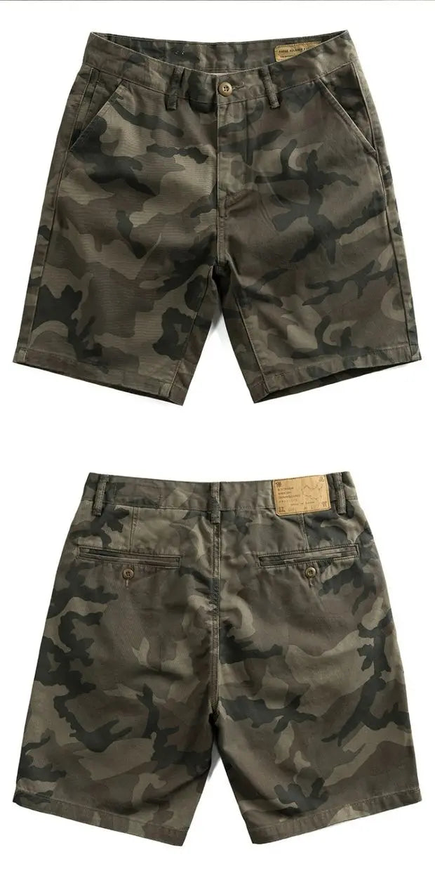 Mens Casual Camouflage Work Shorts Five-Quarter Length Wear-Resistant Dirt-Resistant Loose Fit Summer Cotton Cargo Pants