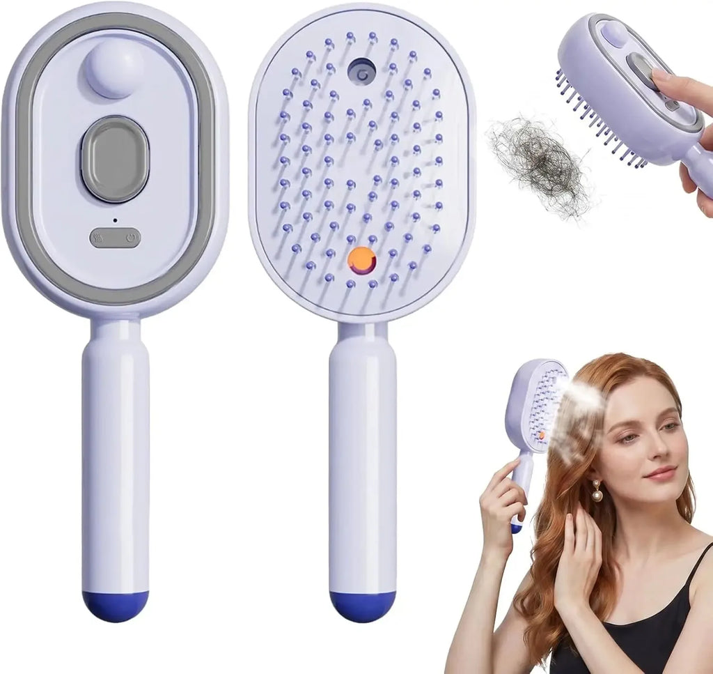 Electric Steam Brush with Water Spray Wet Electrics Hairbrush USB-C Charging for Detangling Smoothing Styling & Frizz Control