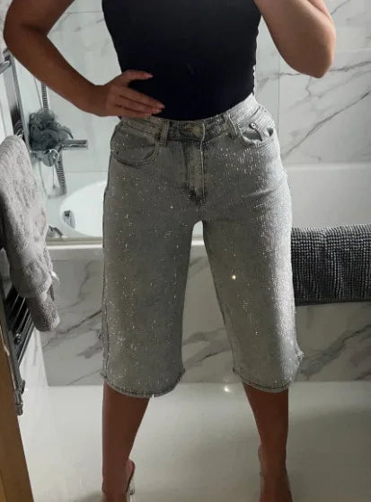 Women Jeans Denim Pant Vintage Wide Leg Long Pants High Waist Straight Trousers Y2k Streetwear Elegant Work Hot Drilling 2026