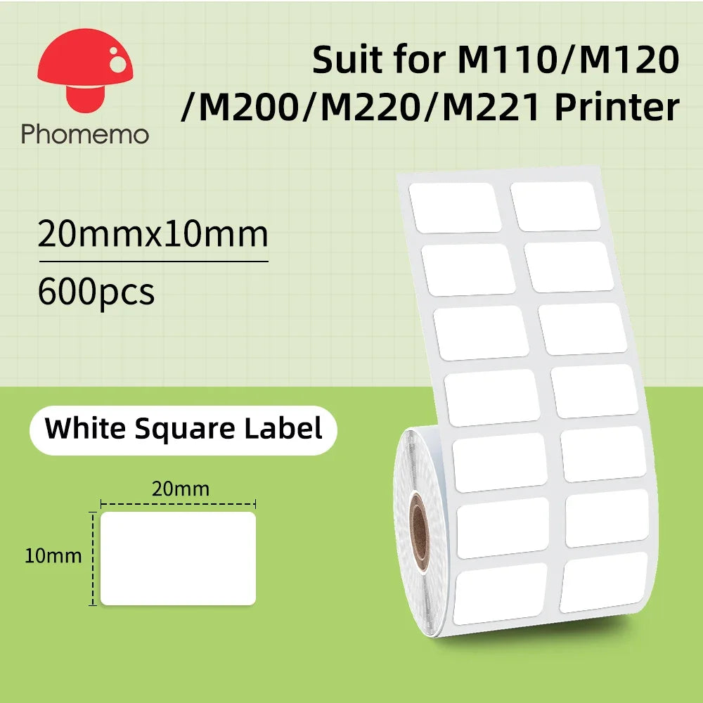 Label Sticker for Phomemo M110 M220 M221 M120 Mini Portable Printer 20-50mm Thermal Label Printer Stickers Pocket Labeling Maker