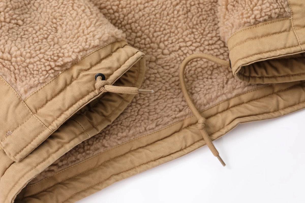 1940s N1 USN Thick Winter Mens Sherpa Fleece Deck Jacket Khaki Jungle Cloth Warm Heavyweight Vintage Parka Cotton Coat For Men