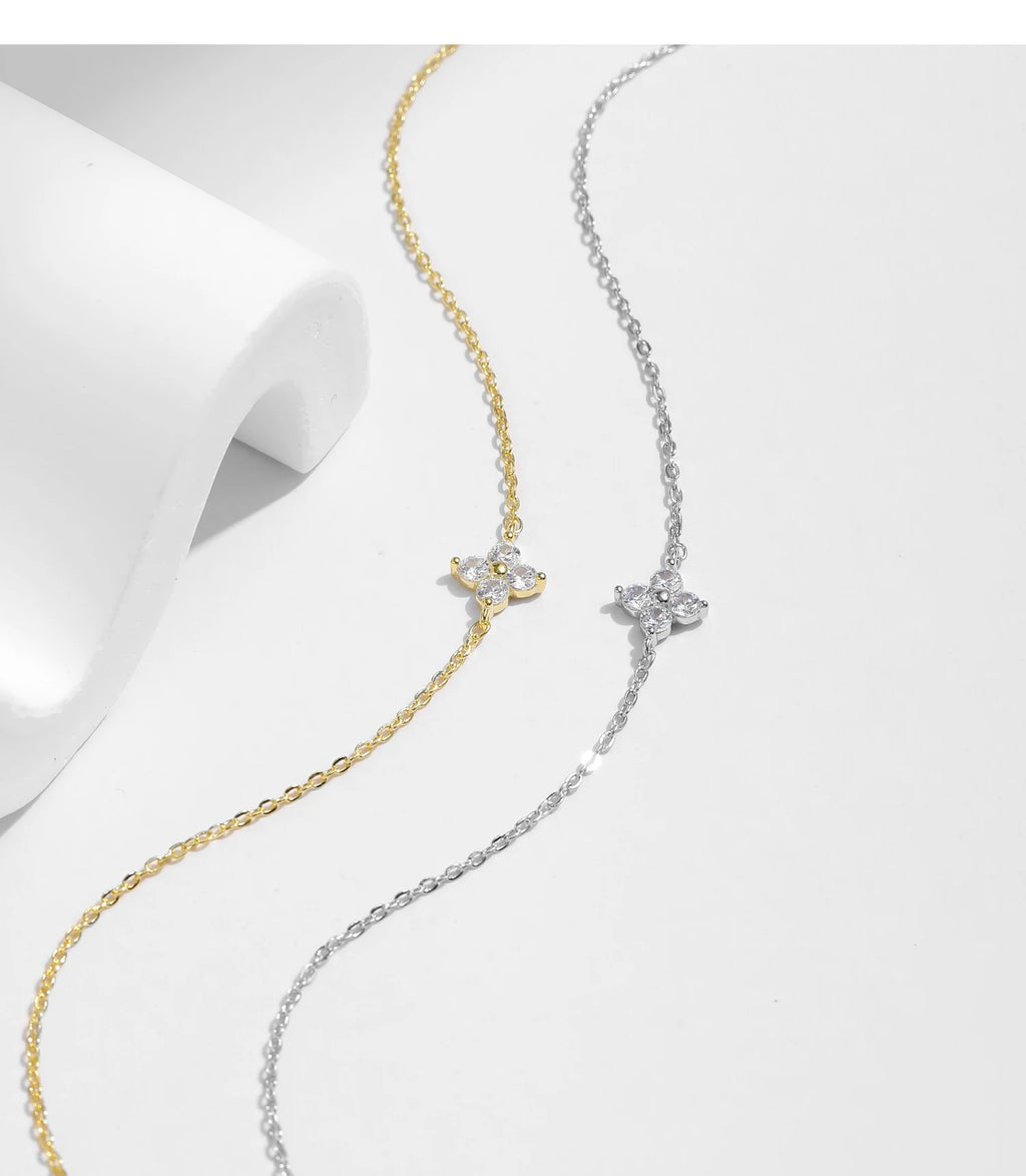 MODIAN 925 Sterling Silver Stackable Four Leaf Clover CZ Bracelet For White Gold Plated Link Chain Women Party Fine Jewelry