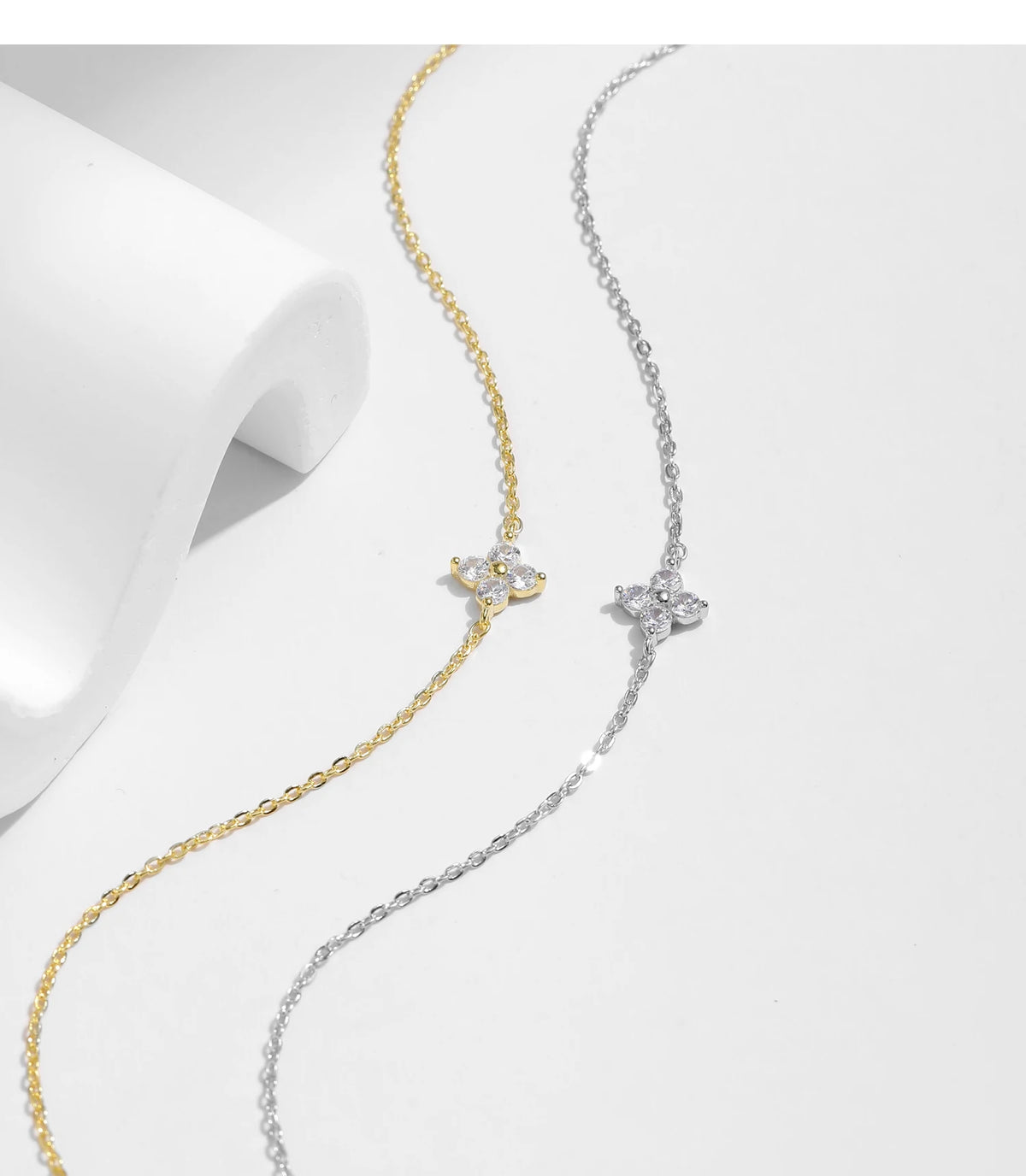 MODIAN 925 Sterling Silver Stackable Four Leaf Clover CZ Bracelet For White Gold Plated Link Chain Women Party Fine Jewelry