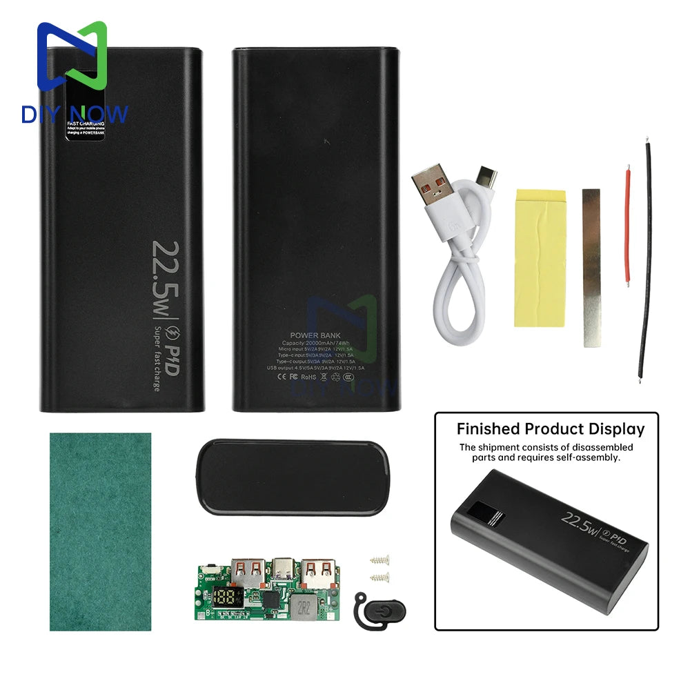 Digital Display Fast Charging Power Bank PD/QC/VOOC 22.5W Fast Charging Module Power Bank Motherboard DIY Power Bank Module