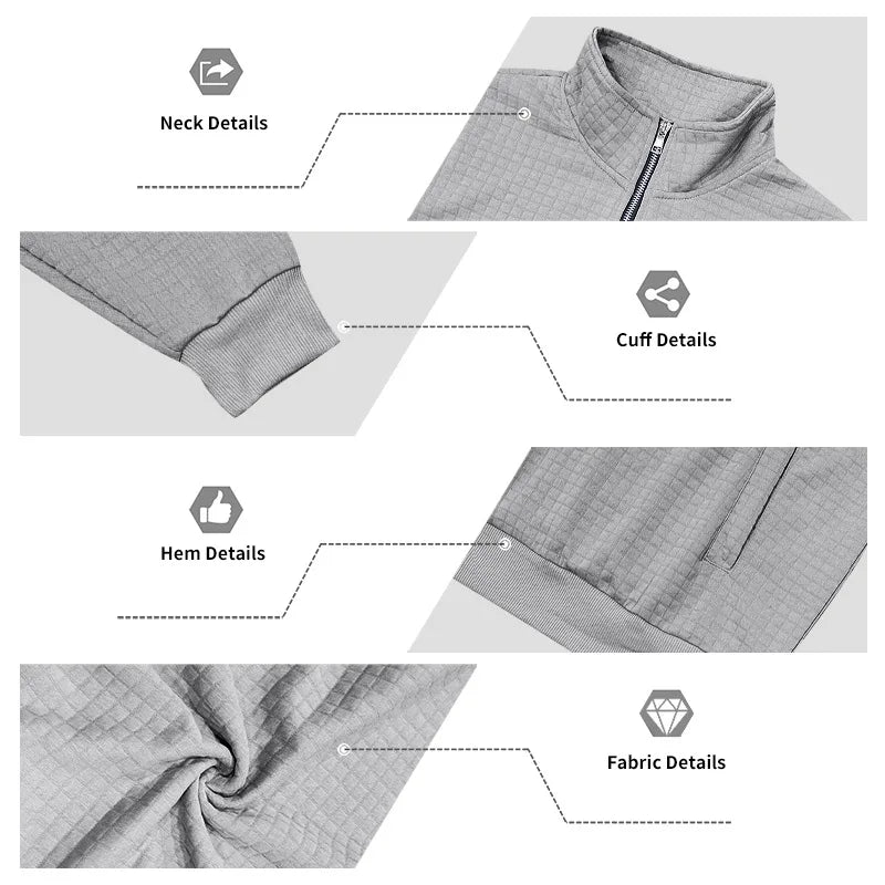 semi-zipper sweater men's autumn and winter jacquard small checkered stand-up collar casual pullover large size sweater