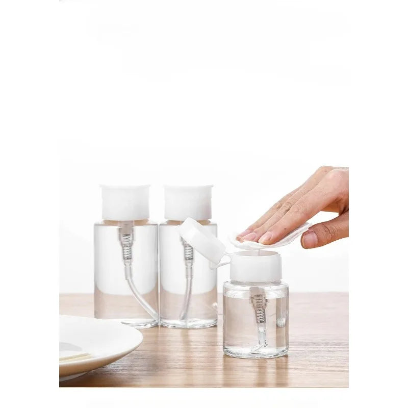 1pc Refillable Bottles Push-type Bottling   Empty Pump Dispenser Bottle for Nail Polish and Makeup Remover Bottle Packaging