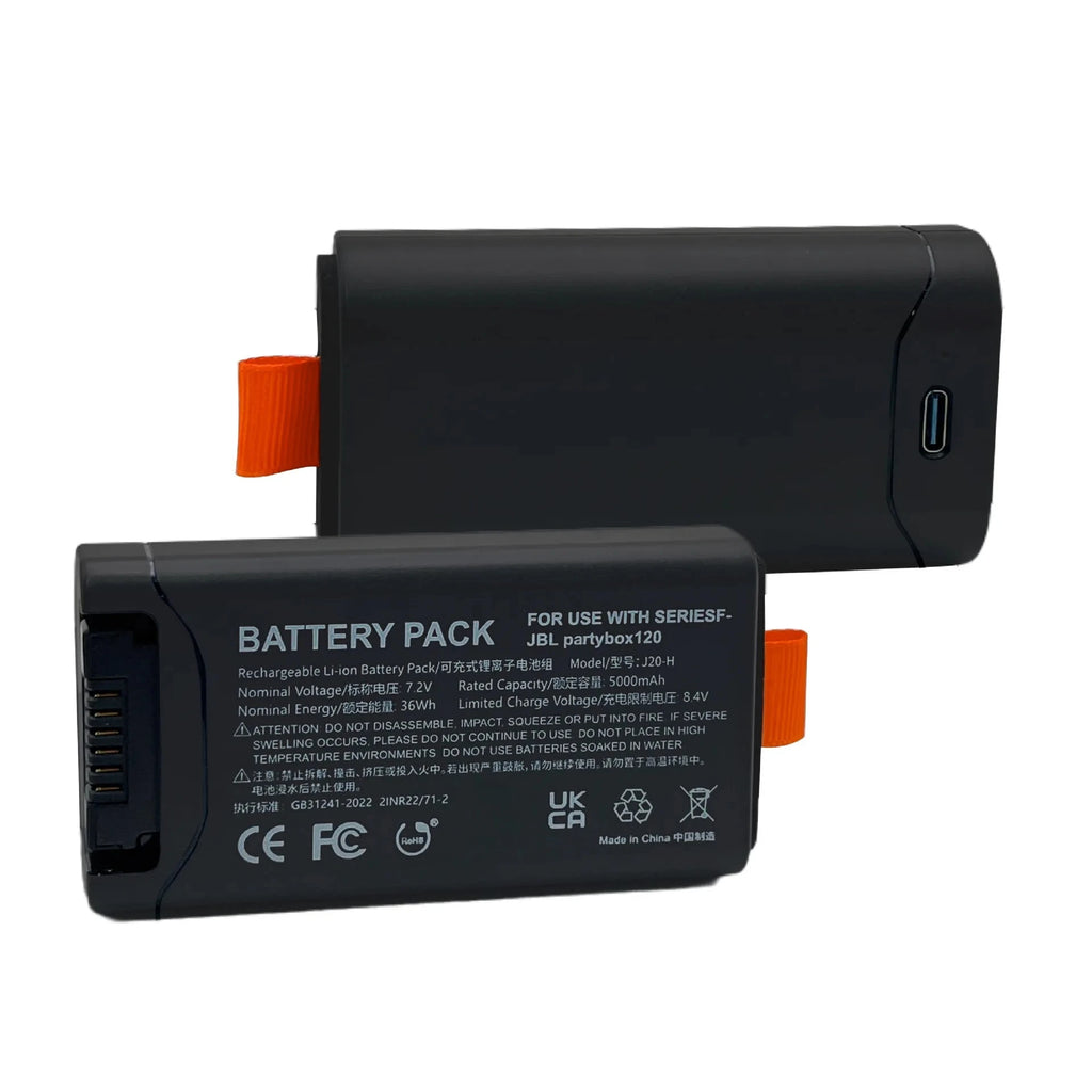 7.2V 5000mAh J20-H Bluetooth Speaker Battery for JBL PartyBox Club 120 Rechargeable Batteries with Type-C Interface