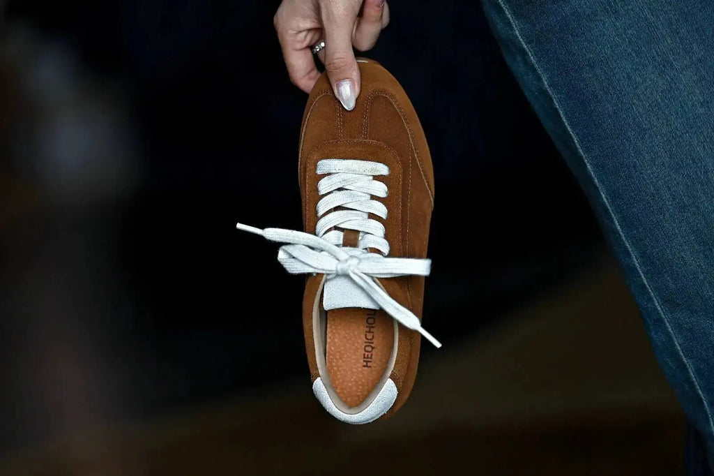 Genuine Leather Brown Suede Flat Loafers Shoes Woman Lace Up Leisure Wome Shoes Autumn Casual Comfort Vacation Lovers Shoes