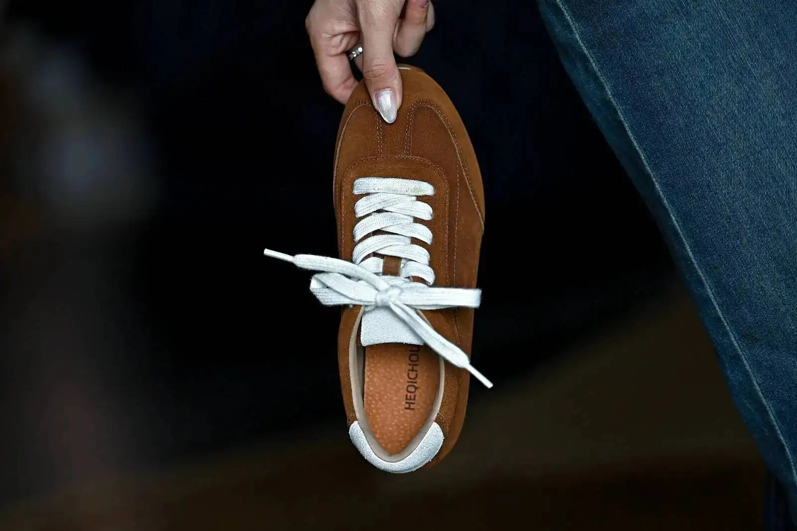 Genuine Leather Brown Suede Flat Loafers Shoes Woman Lace Up Leisure Wome Shoes Autumn Casual Comfort Vacation Lovers Shoes