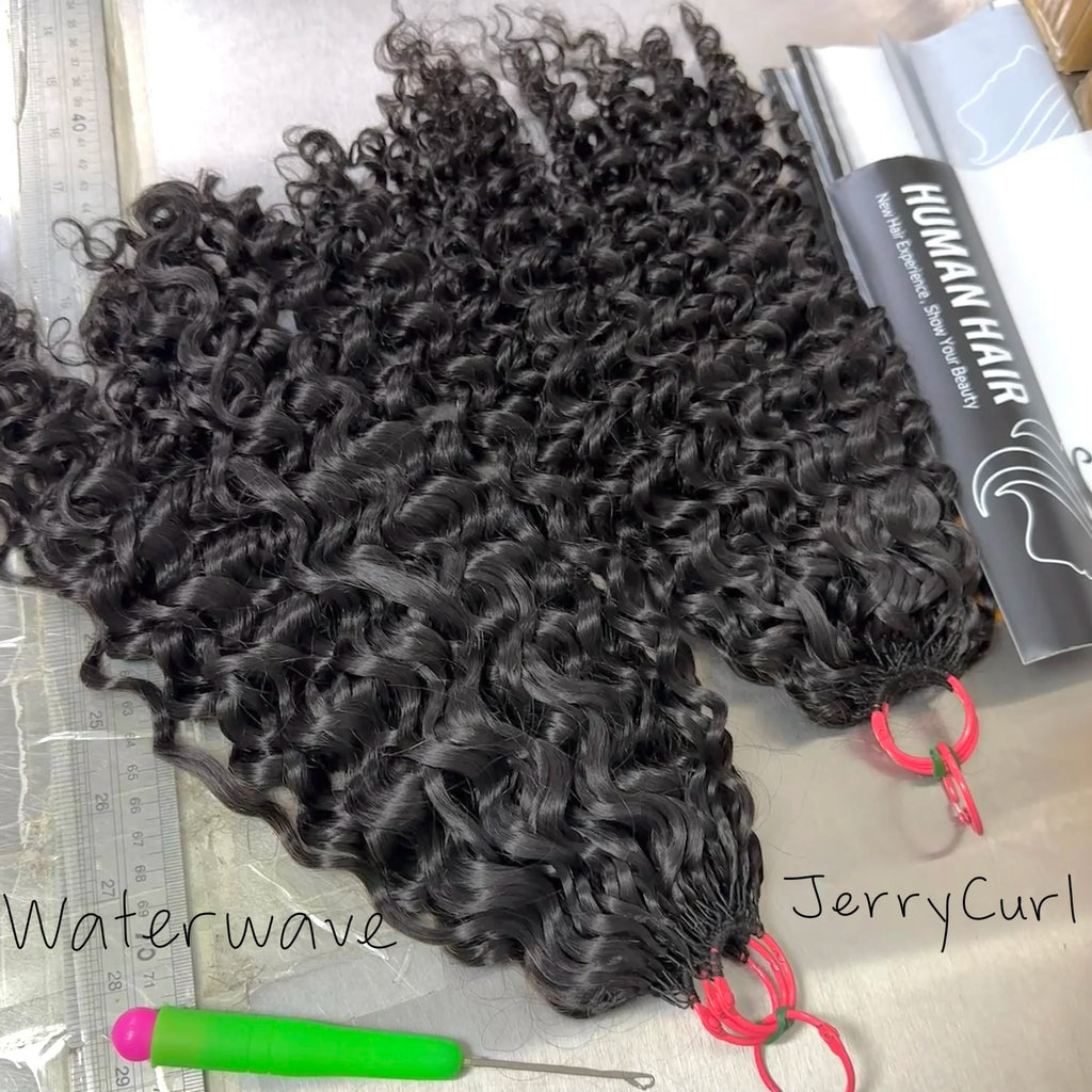 Pre-Separated Feather Crochet Human Hair Bundles Jerry Kinky Curly Deep Wave Hair Miracle Knots Braiding hair for Women