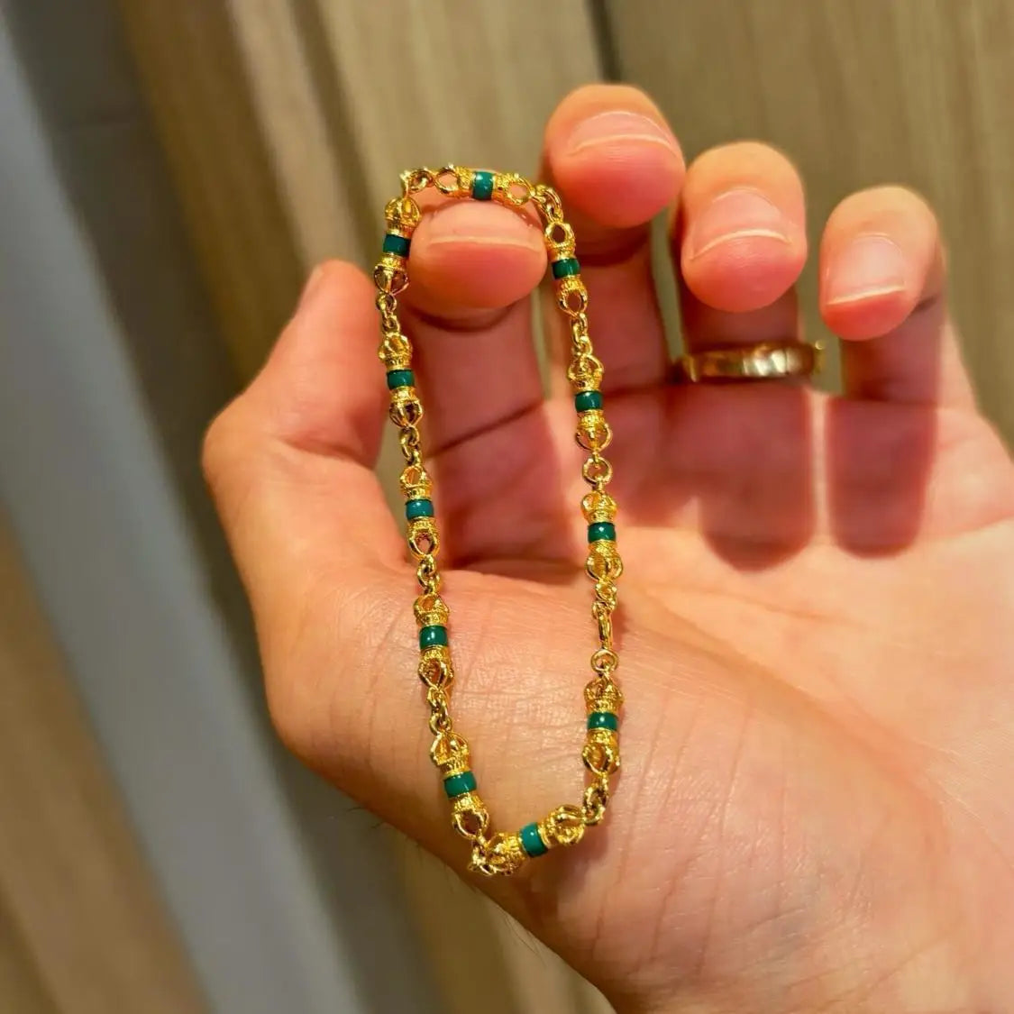 9999 24K real gold Tibetan-style turquoise beaded bracelet ancient color vajra accessories bracelet men and women