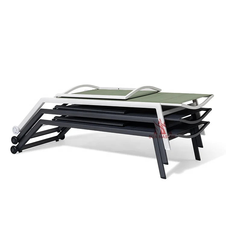 Garden Patio Furniture Adjustable Reclining Aluminum Sunbed Beach Hotel Stackable Outdoor Swimmning Pool Sun Lounger