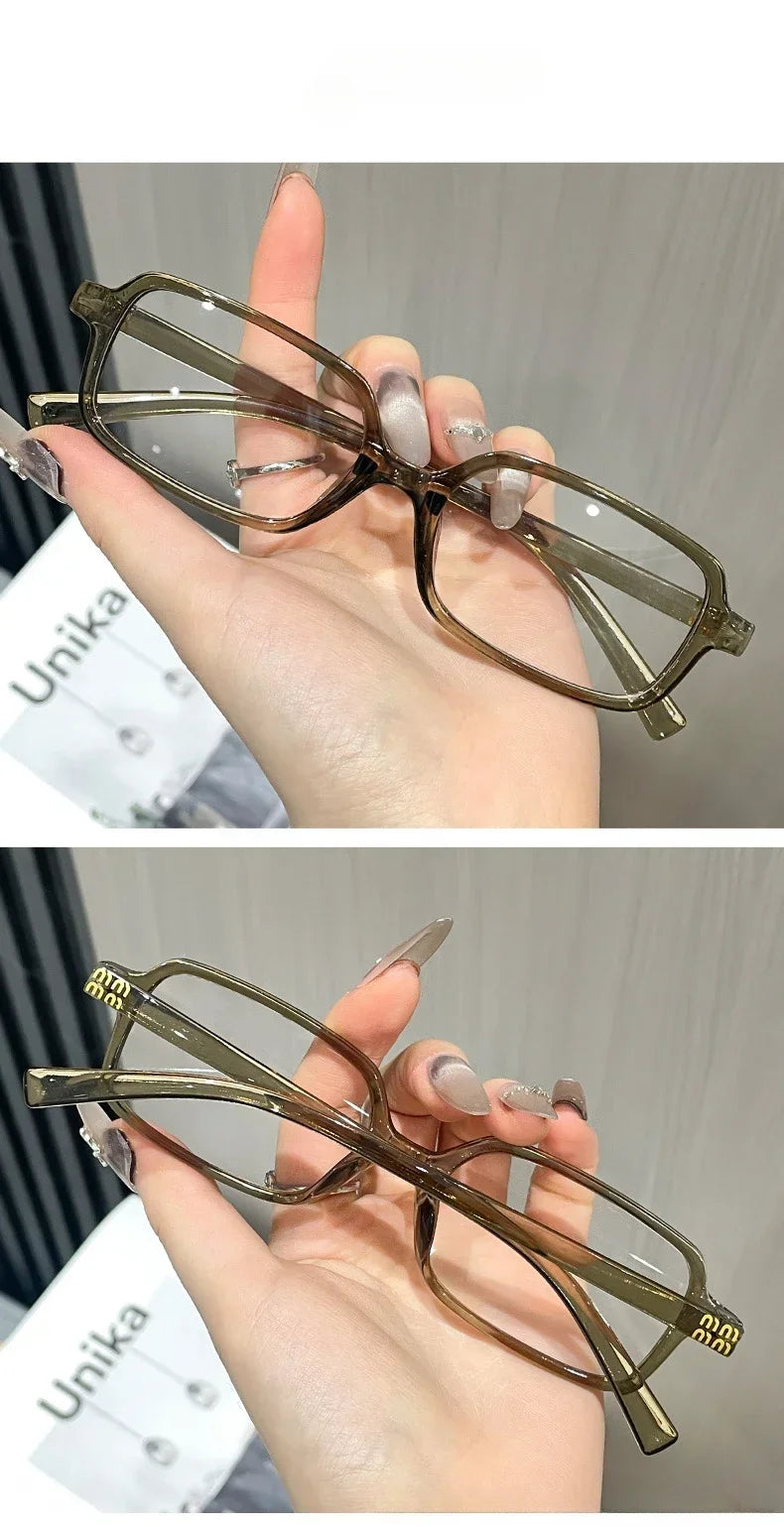 Black Square Small Frame Myopia Glasses Anti Radiation and Anti Blue Light Ultra Light Myopia Glasses Prescription 0 To -4.0