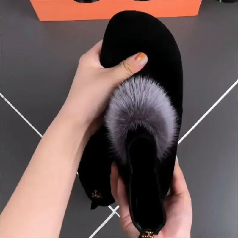 Shoes for Women 2024 Winter Plush Warm Women's Boots Low Heel Non-slip Commuter Office Ladies Shoes Fashion Zipper Short Boots
