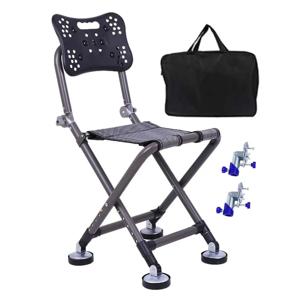 Portable Fishing Chair Folding Fish Chair 180 Degree Adjustable Backrest Four-leg Recliner Aluminum Alloy Camping Chair Stool