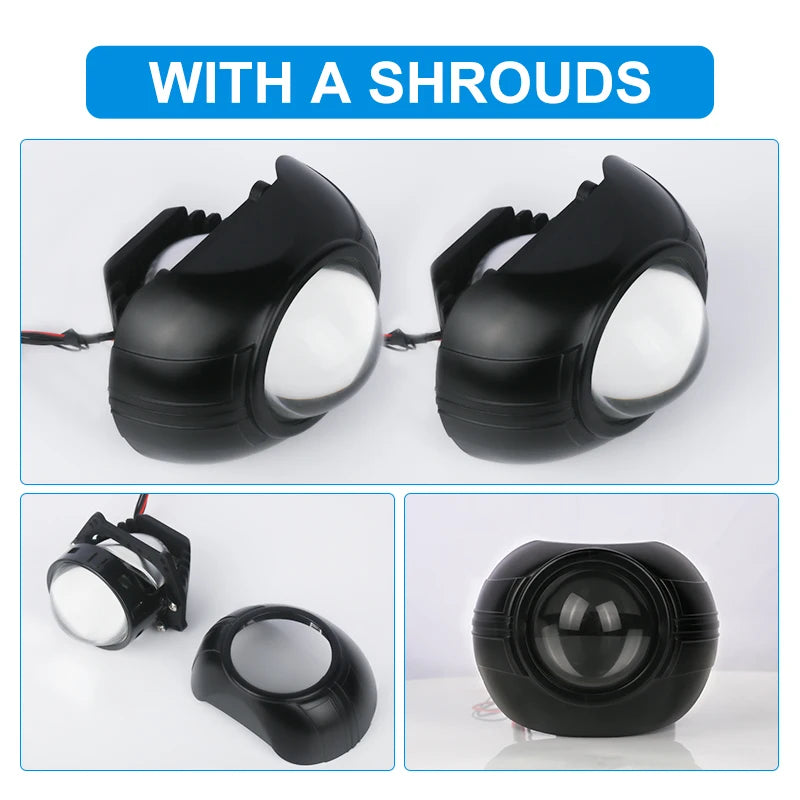 2PCS 3 Inch Bi LED Projector Headlights Lenses for Hella LED Lights Projector 130W 60000LM Diode Headlamp Car Accessories