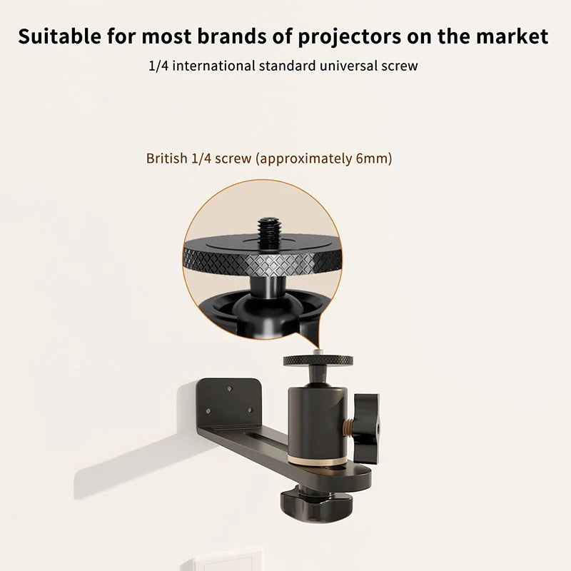 Universal Portable 360° Rotatable Wall Mount Beamer Holder Projector Bracket 1/4 Screw For XGIMI JMGO Dangbei Projector Stand