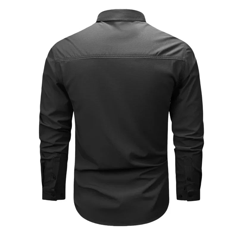Spring Autumn Men Long Sleeved Shirt Men Tactical Work Shirts Tops Outdoor Multi-pocket Quick Drying Hiking Fishing Cargo Shirts