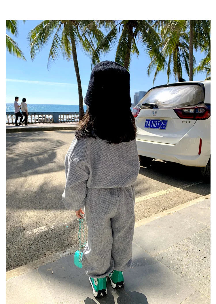 2026 Spring Children's Spring Clothes Round Neck Long Sleeve Sweater Boys and Girls Trendy Baby Stylish Children's Clothing 2PCS