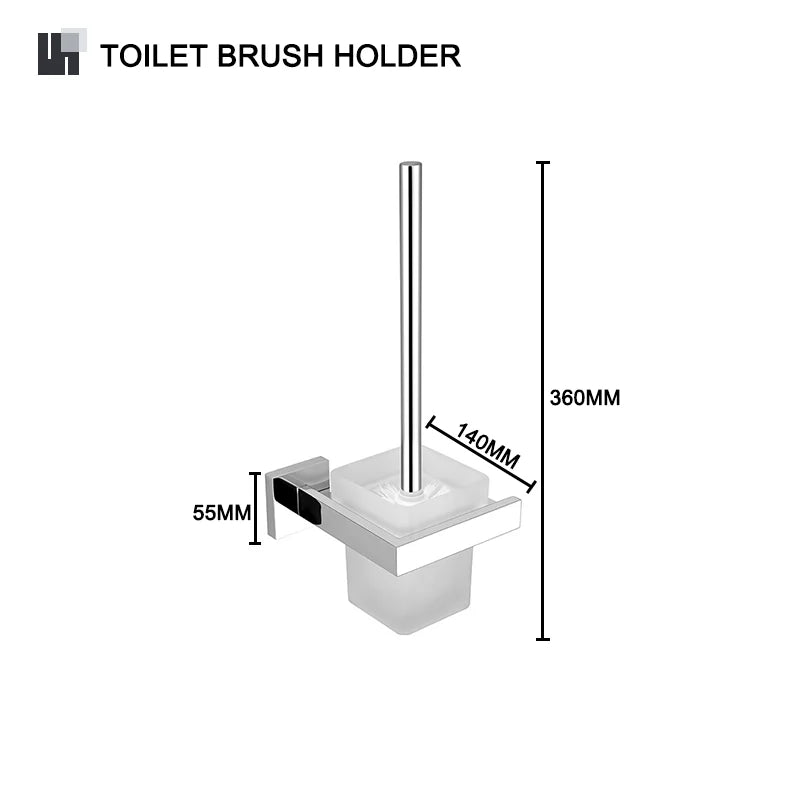Stainless Steel Chrome Bathroom Hardware Set Square Towel Rack Towel Rack Tissue Holder Robe Hook Bathroom Rack Accessories