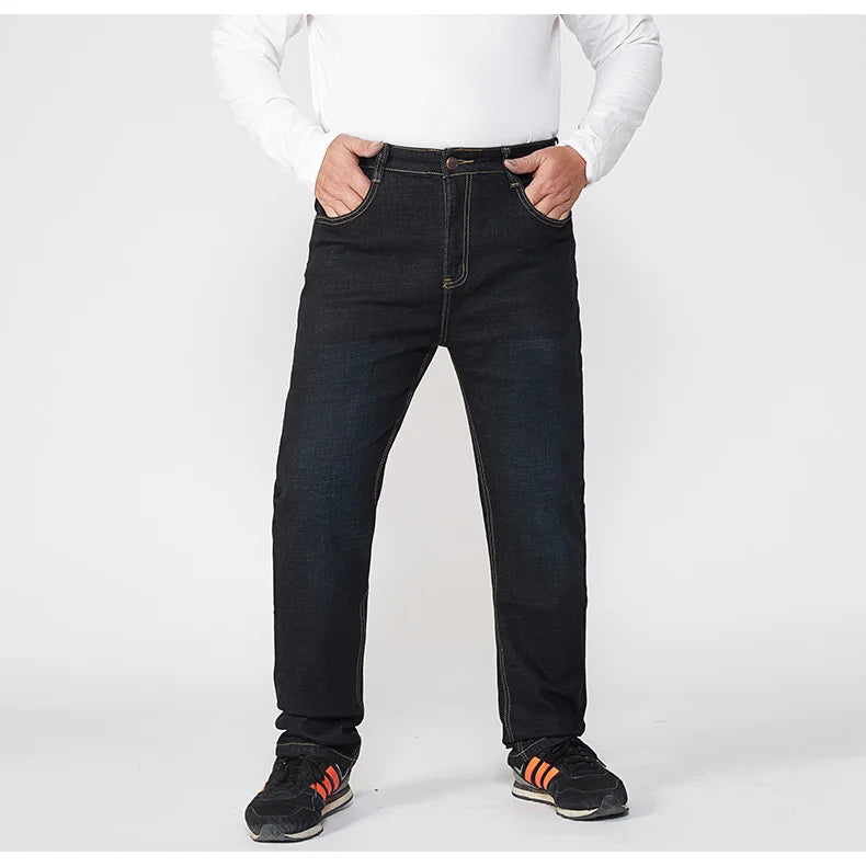 Extra Large Size 56 Men's Jeans High Waist Straight Denim Pants Male Stretch Classic Autumn Winter Super Plus Big 50 52 54 10XL