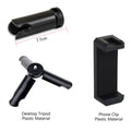 Universal Phone Tripod Mount Clip with Cold Shoe, 1/4" Screw Plastic Smartphone Holder for Tripod Selfie Stick Live Streaming