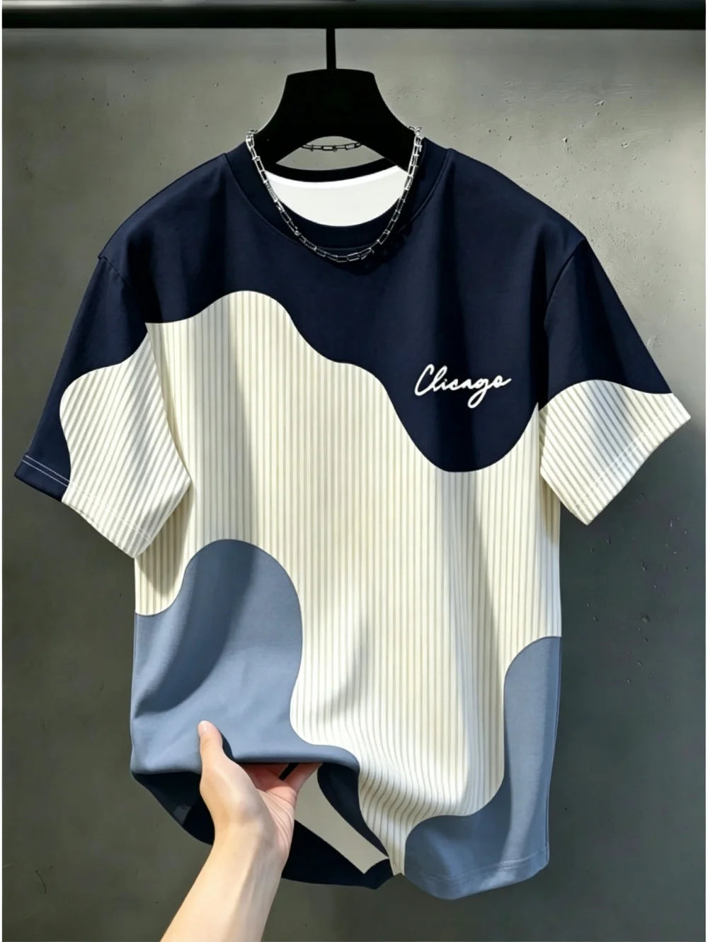 2026 New Summer Men's Short Sleeve T-Shirt Casual Fashion 3D Printed Color Blocking Design Streetwear Outdoor Unisex Clothing