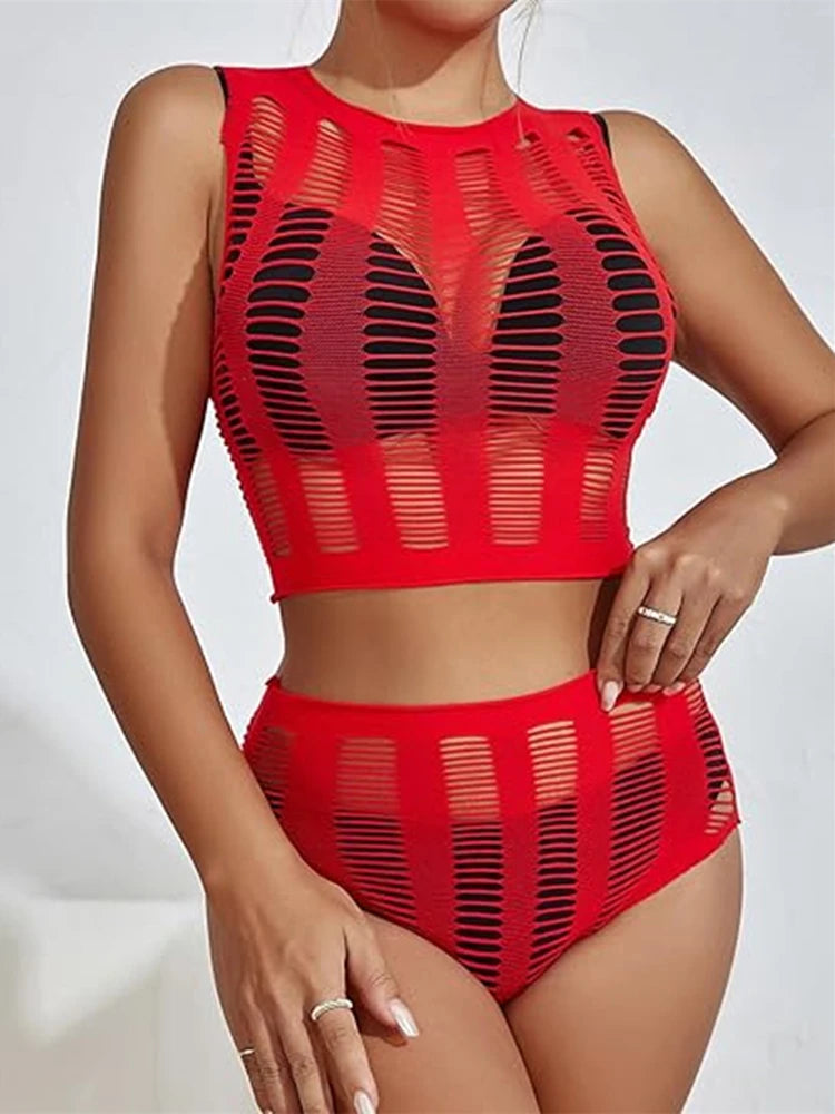 Sexy Sleepwear See Through Hollow Mesh Bodysuit Fashion Women Body Suit Transparent Temptation Sexiest Fishing Net Jumpsuit