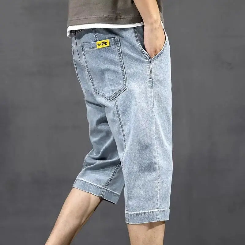 Denim Shorts Men's Summer Loose Thin Breathable Trendy Brand Workwear Handsome Casual Five-point Mid-size Pants
