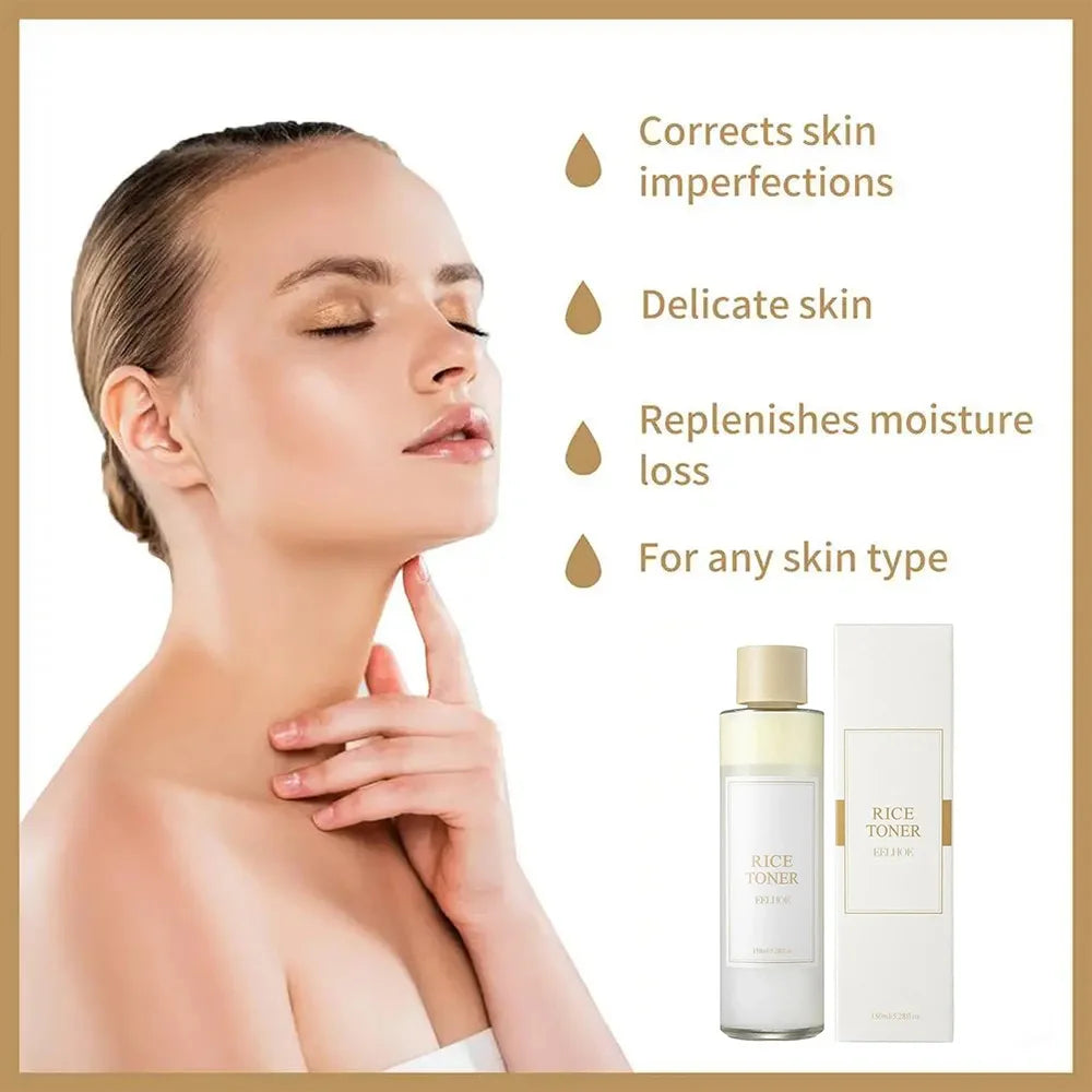 EELHOE Rice Face Toner Moisturizing Water Brightening Lifting 150ml Deep Facial Cleanser for Young Glowy Korean Skin Care