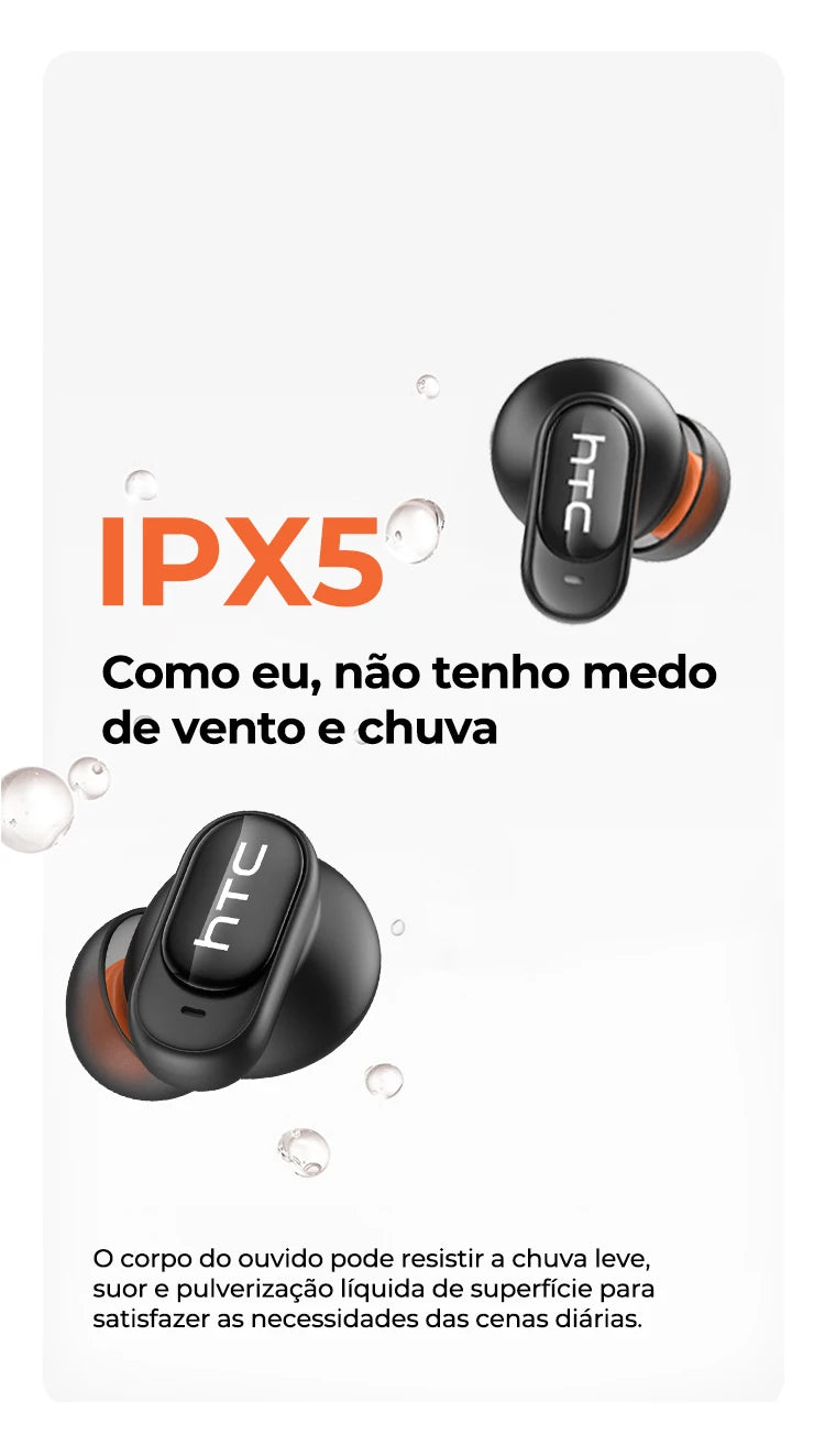 HTC NE79 Bluetooth Earphones Sports Gaming Long Battery Comfort Wireless Headphones Premium Sound Quality Soft In-ear Earbuds
