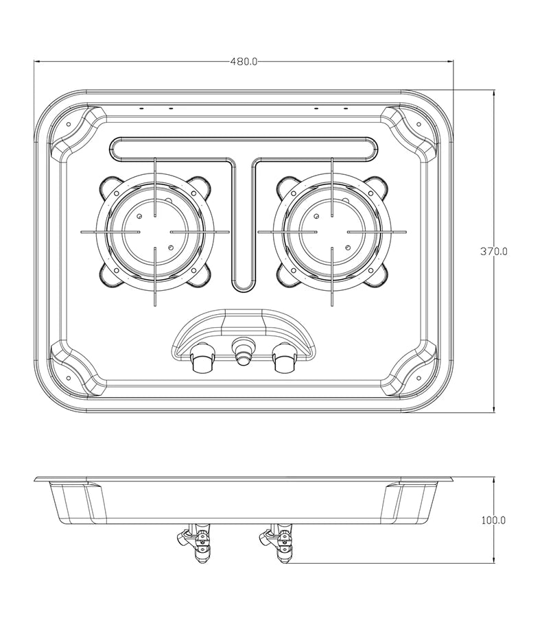 2 Burner Built-in RV Gas Stove Stainless Steel Camper Cooktop for Caravan Trailer Motorhome Van Kitchen