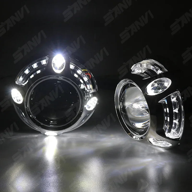 SANVI 110W F50 3.0 Bi LED Lenses with LED Angel Eyes Shrouds for Headlights Hella G5 3R Projector LHD RHD Car Light Retrofit