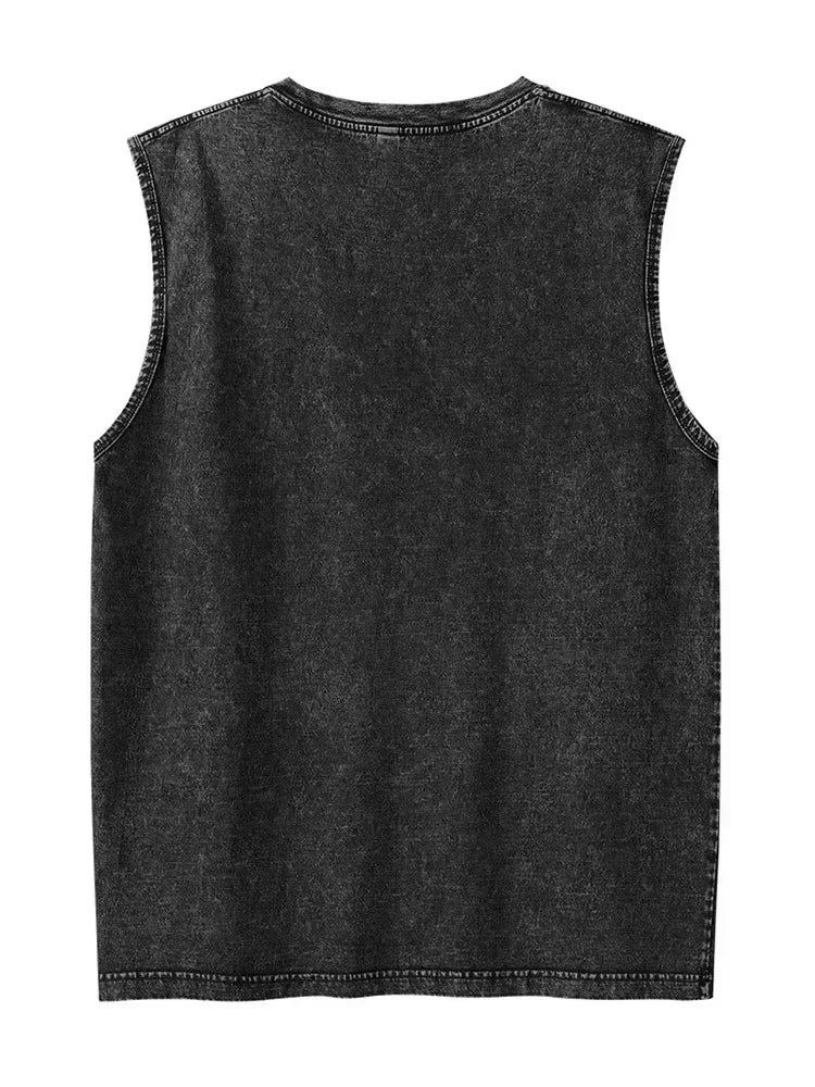 Oasis Band washed retro American street minimalist rock vest print T-shirt high-quality pure cotton Harajuku Y2K top