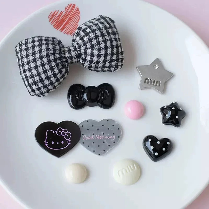 Sophisticated Black Hello Kitty Shoe Charms Cute Detachable DIY Accessories for Clogs Sandals Christmas Holiday Gifts Women Girl