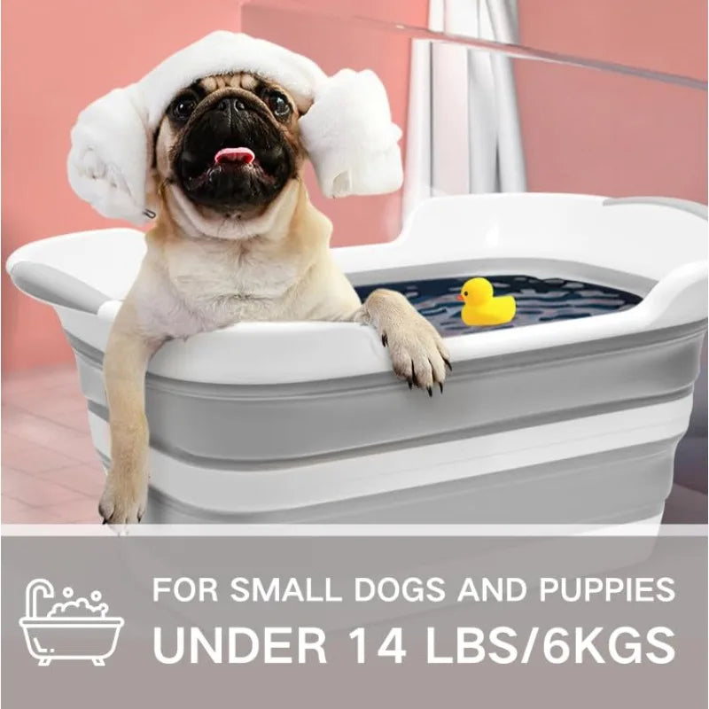 Foldable Pet Bathtub with Drain Plug, Foldable Bathtub for Dogs and Cats, Portable and Space Saving Design