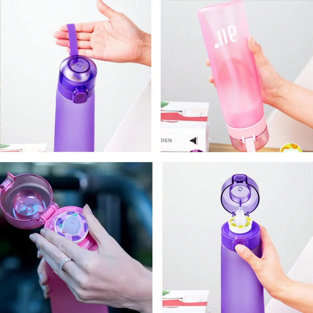 1pc Air Water Bottle with 1pc Random Flavor Pods Portable Transparent with Straw Leak Proof Suitable for Outdoor Sports