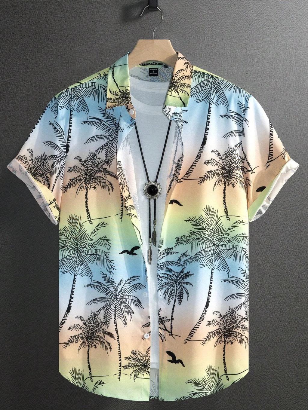 Men's Hawaiian Botanical Flower Print Men's and Women's Short-Sleeve Shirts Men's Lapel Seaside Button-Down Casual Men's Shirts