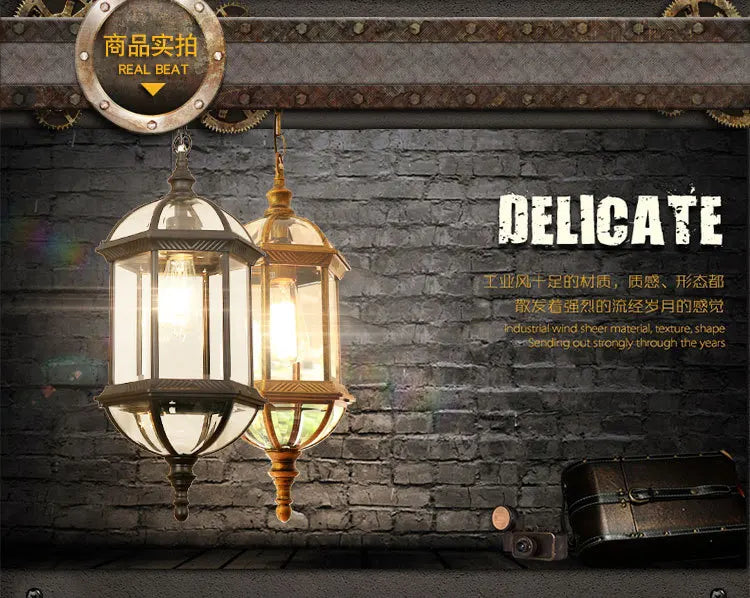 Exterior Aisle Pendant Lights Outdoor Corridor Porch Pendant Light Waterproof Hanging Lanterns Glass Shade Farmhouse Front Door
