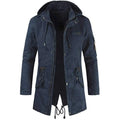 Men Long Cargo Parka Men's Spring Military Full-Zip Removable Hooded Cotton Mid-Long Parka Jacket Fleece Lined Plush Warm Coat