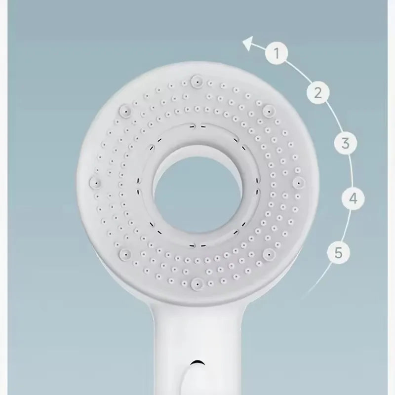 High Pressurized Filter Shower Head 5-mode Adjustable Spa Showerhead One Button Stop Water Saving Shower Bathroom Accessories