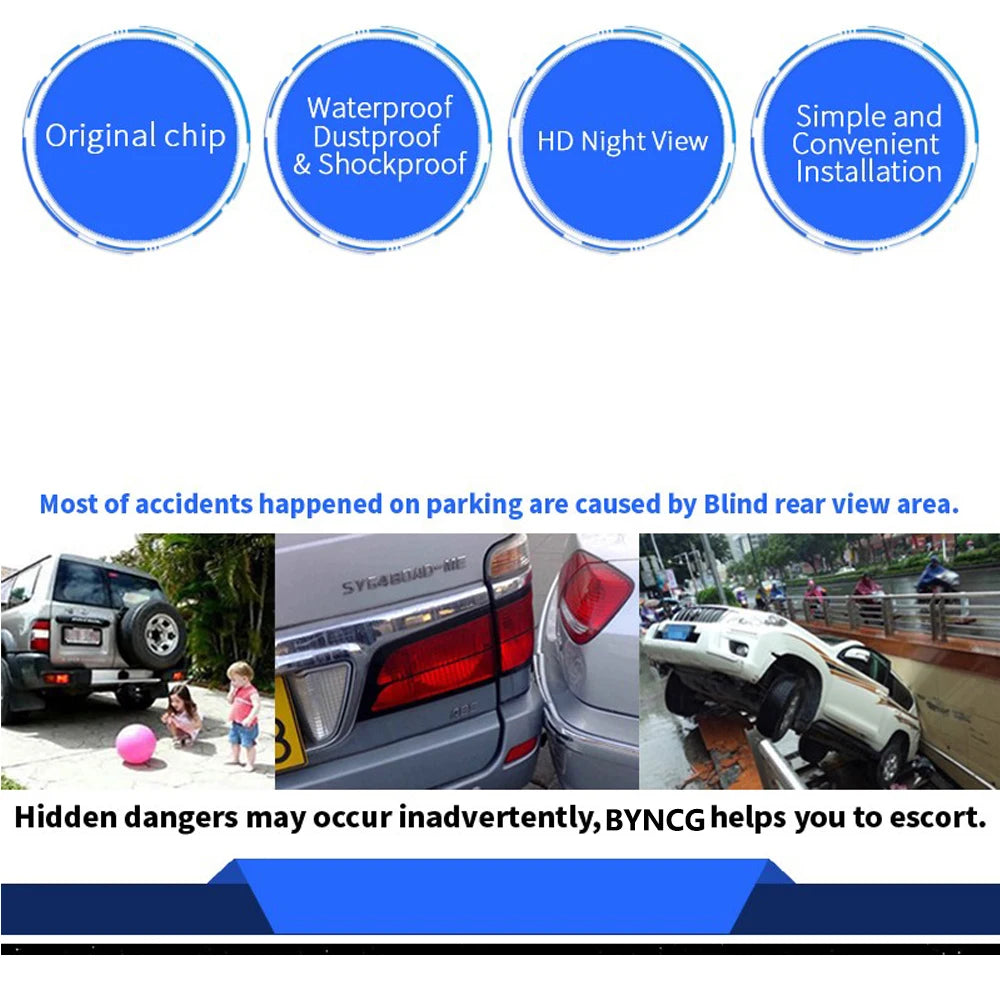 Achteruitrij camera Dynamic trajectory European license Plate Frame Rear View System With Night Vision IR Lights LED