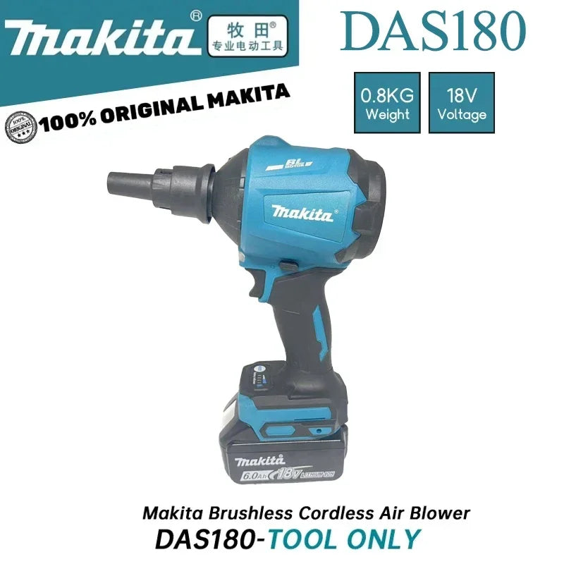 Makita Dust Blower DAS180 18V LXT Cordless Brushless 150m/s 2.8N with Nozzle Multifunction Dusting Machine Inflator Tool