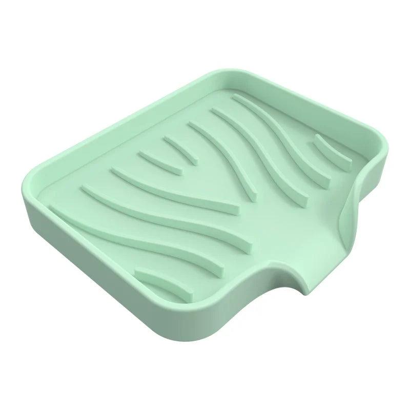 1pcs Sink Silicone Tray With Drain Soap Sponge Storage Holder Countertop Sink Scrubber Brush Soap Storage Rack Kitchen Organizer